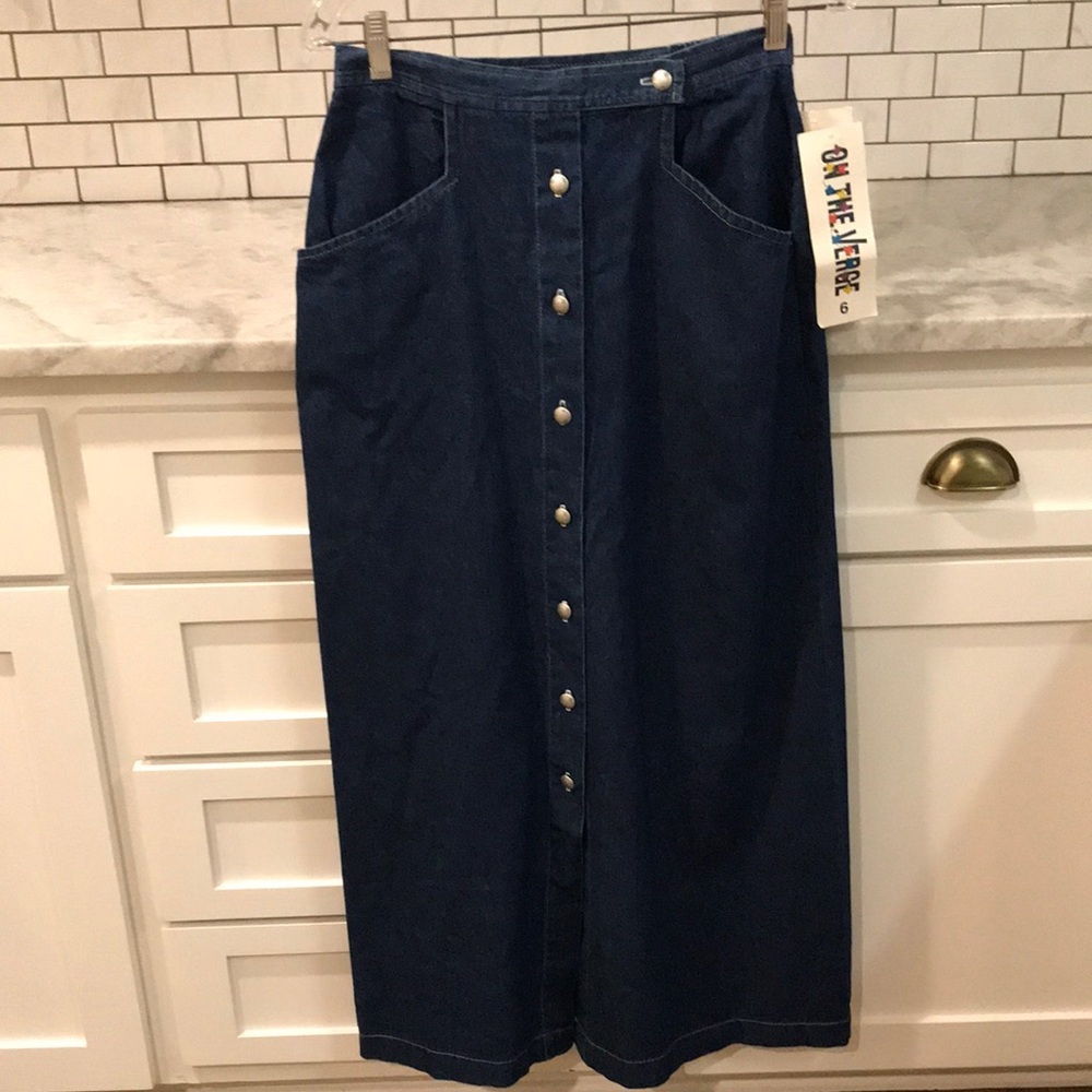 Vintage On the Verge Denim Skirt Womens Size 6 Button New with Tag Made in USA
